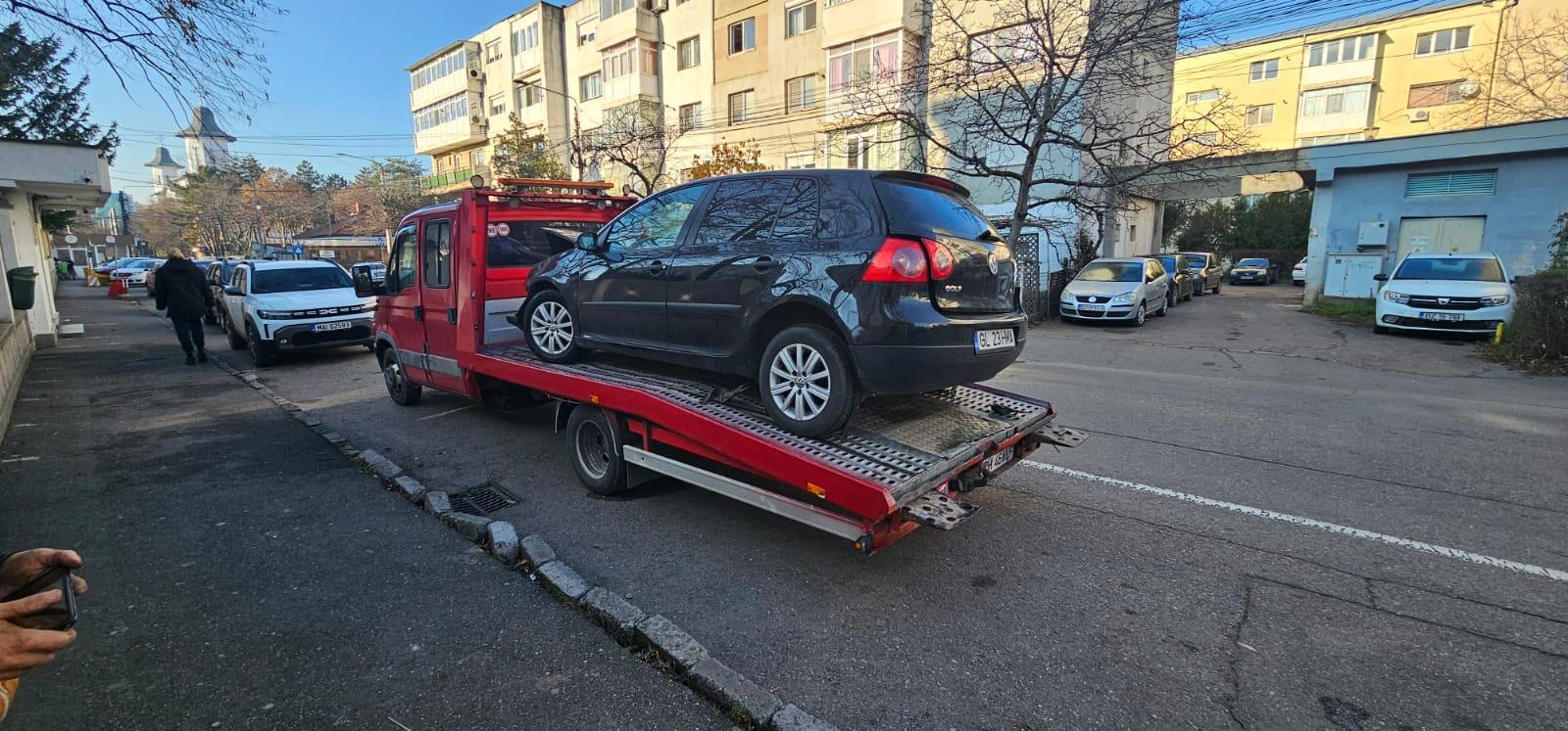 Tractare VW Golf în oraș Buzău CTI AutoLine platformă